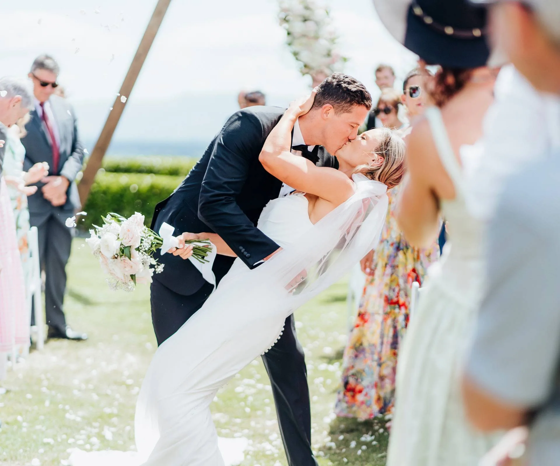 A kiss half way up the aisle