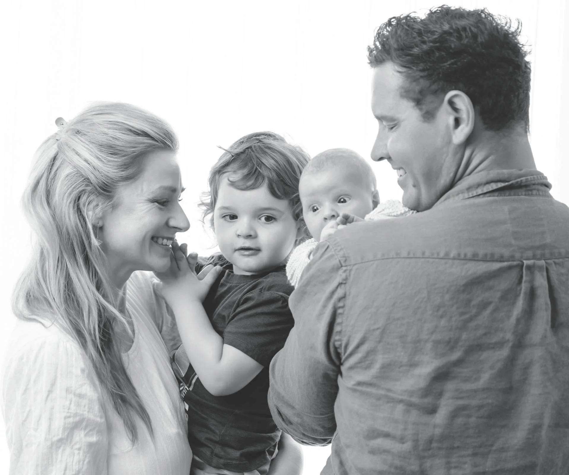 A black and white family photo