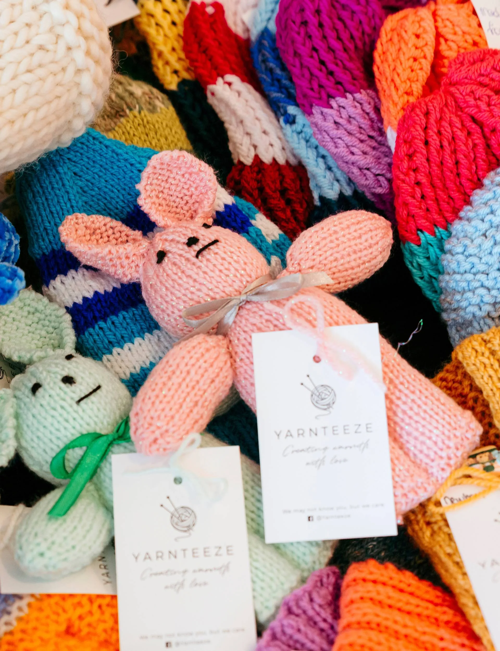 A pile of creations made by the Yarnteeze