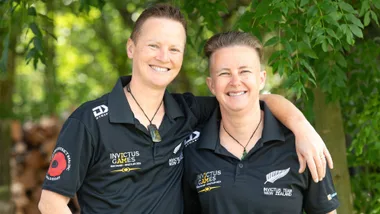 Buffy and Alana in their New Zealand Invictus Games shirts