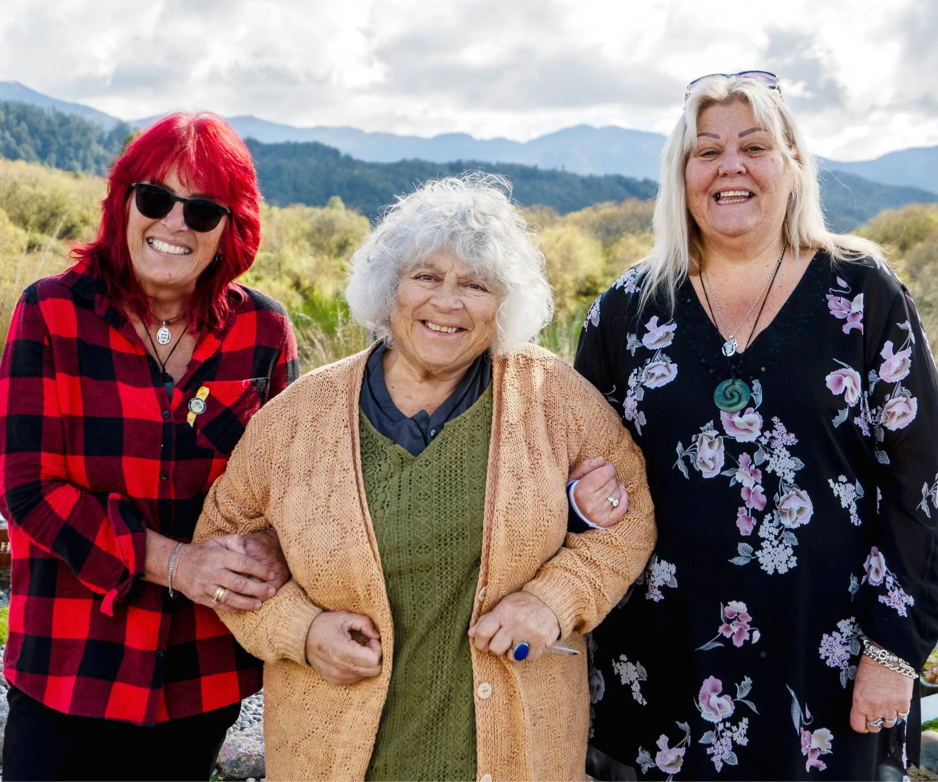 Miriam Margolyes in New Zealand with Pike River victims families