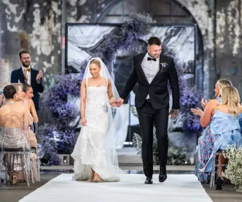 mafs couple Jamie and Dave walking down the aisle