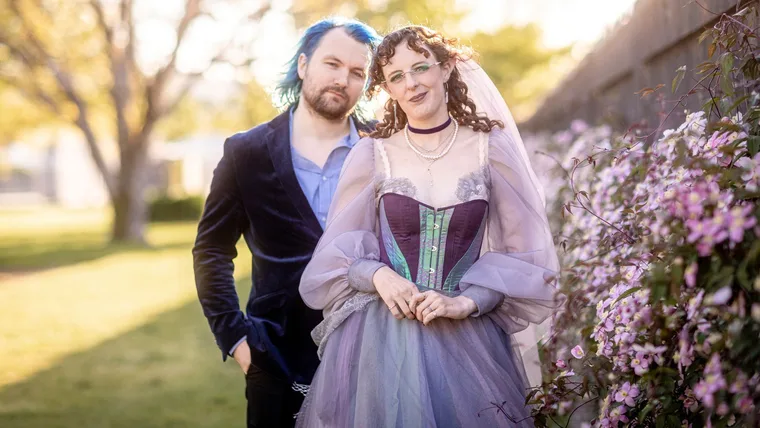 Kiwi couple Tamara and Ryan at their quirky gamer-themed wedding