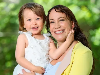 Bronwyn Turei holding her daughter Tiakiwai