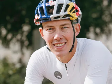 Hayden Wilde on his bike wearing his helmet