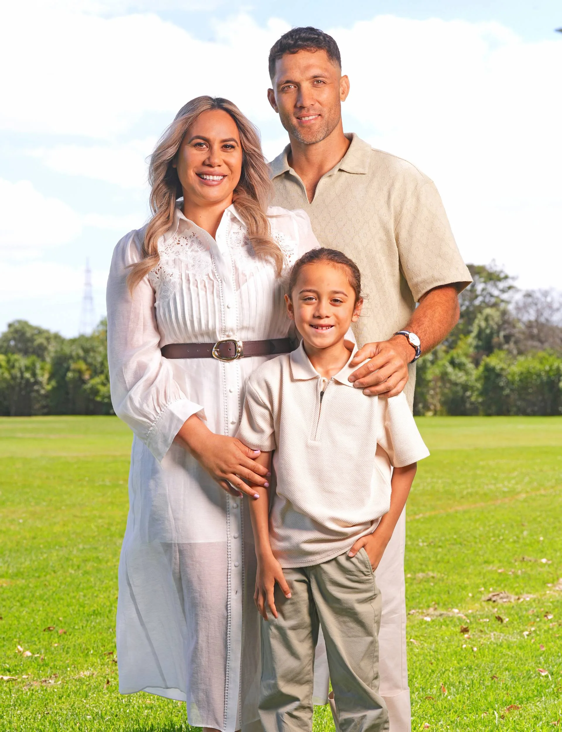 Huriana Manuel in a park with her family