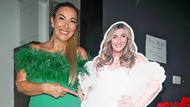 Morena with her MAFS cardboard cut out at her screening party