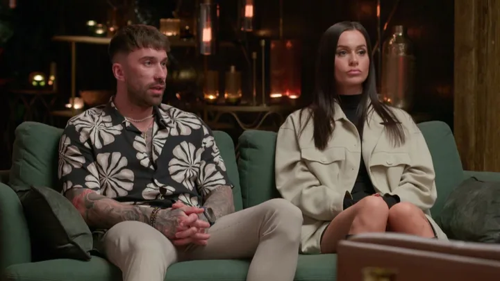 Sierah and Billy walking out of their 2025 MAFS experiment