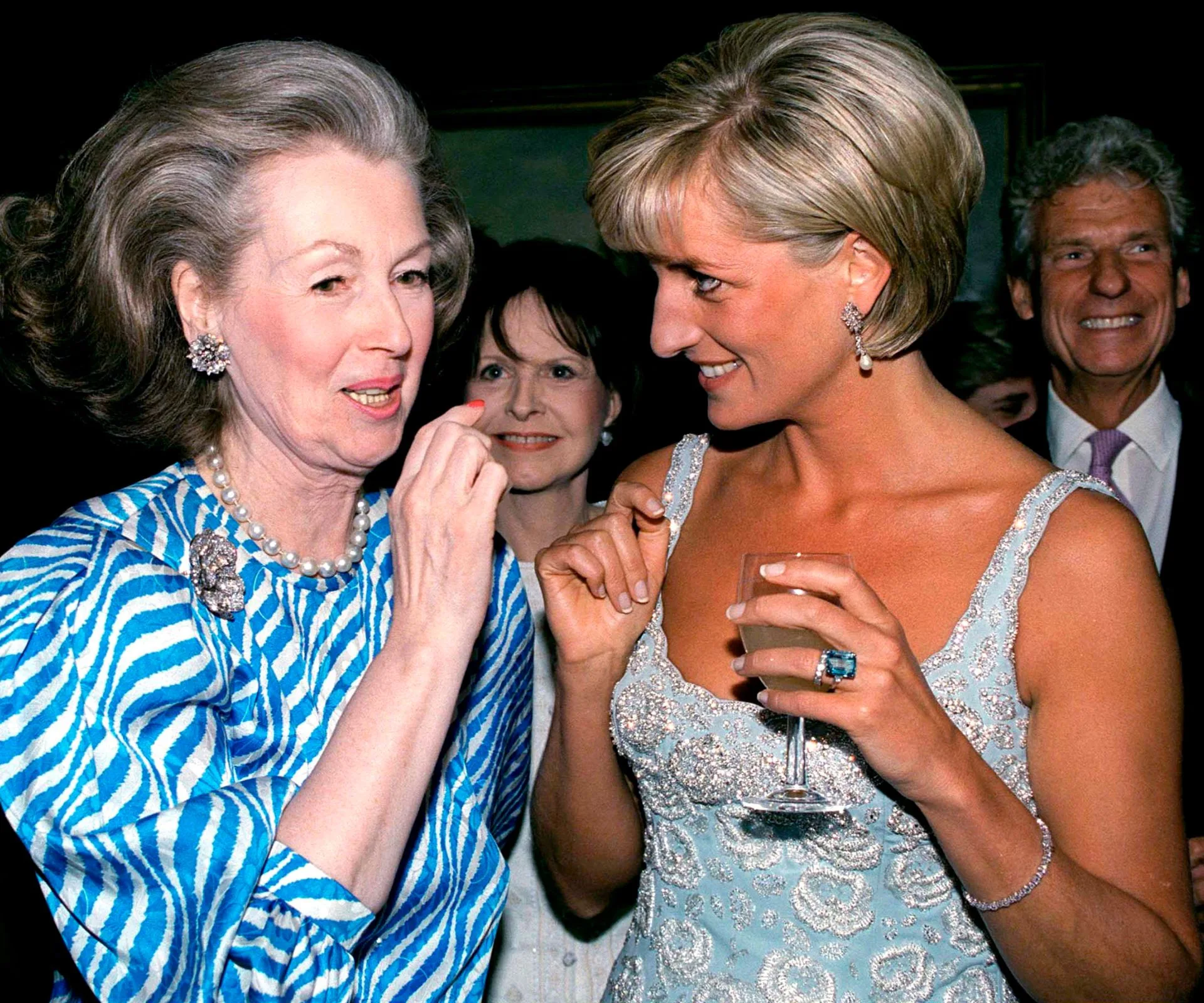 Princess Diana speaking to her stepmother