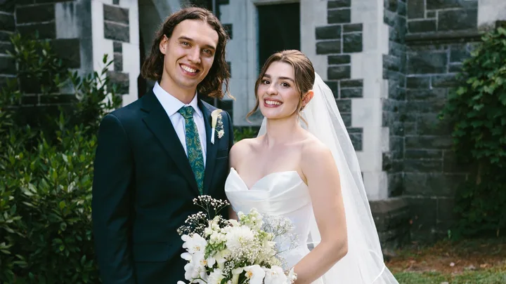 Antonia Robinson and her husband Josh on their wedding day