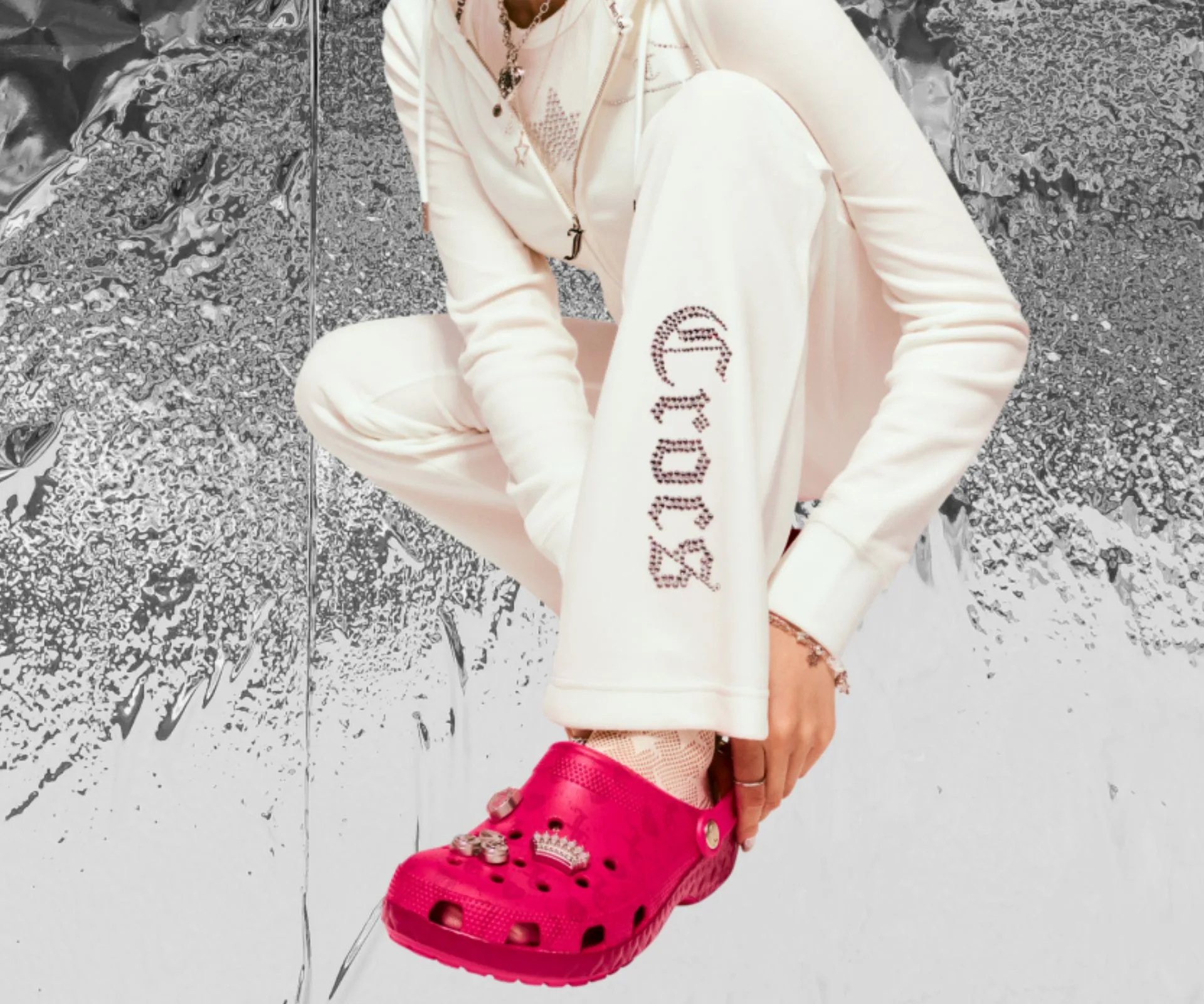 Crocs sweatsuit and Juicy clogs