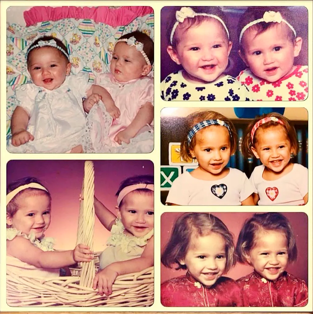 collage picture of twins Cleo and Awhina when they were babies