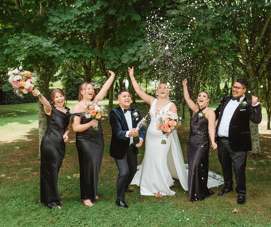 wedding party celebrating