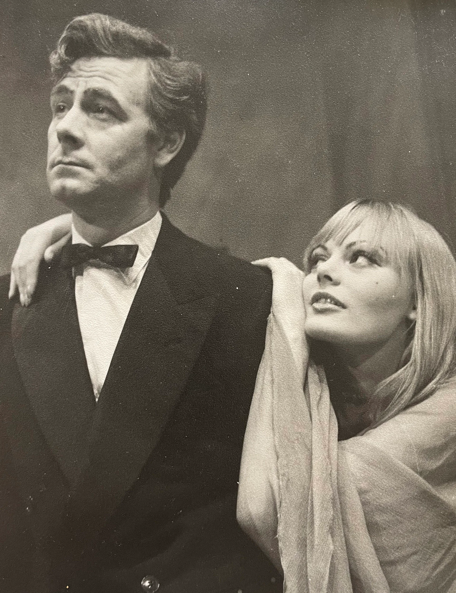 black and white image of actor and actress side by side