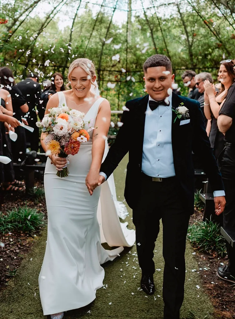 uncle tics and bride walking down the aisle