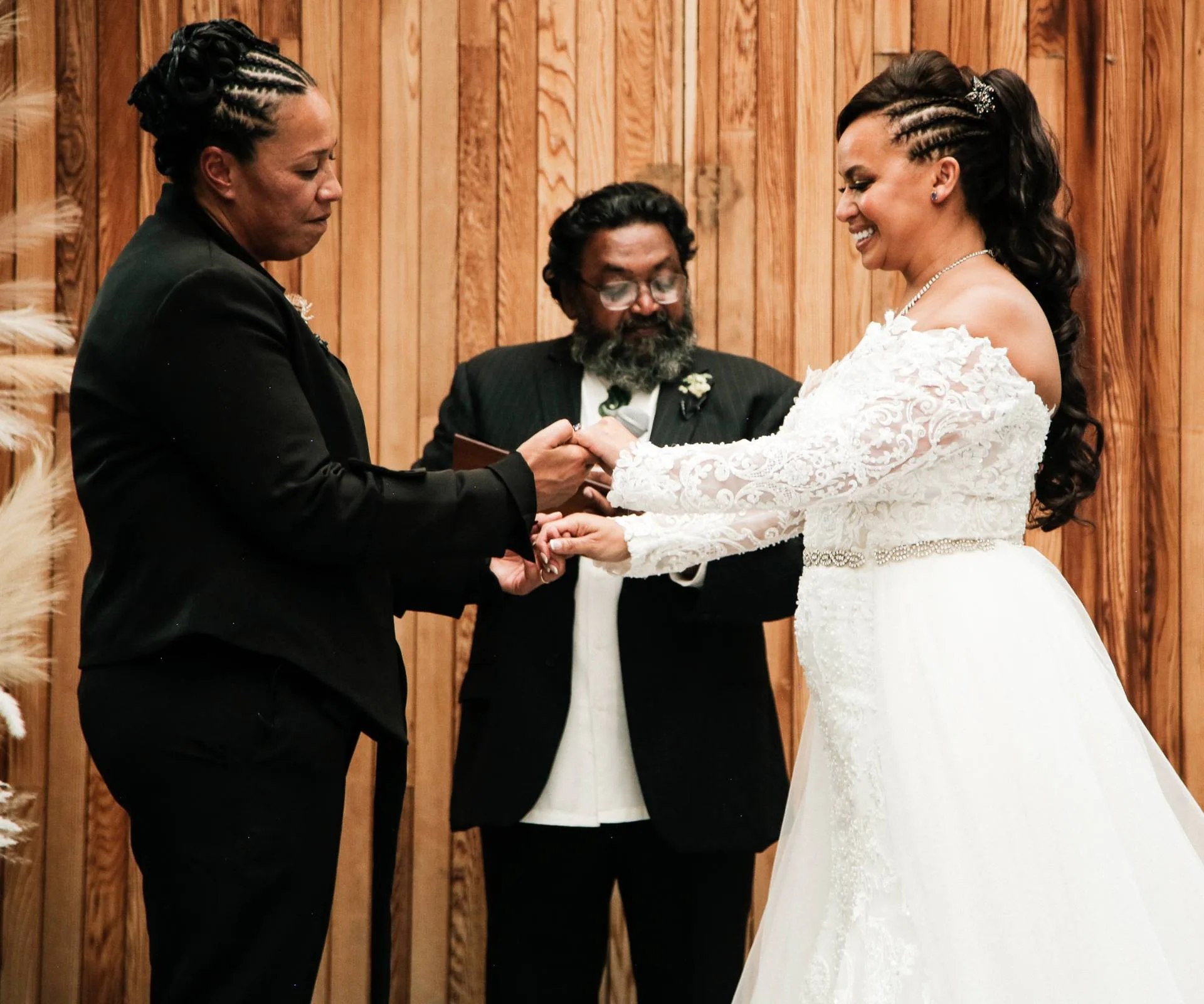 Nat and Megan exchanging wedding rings
