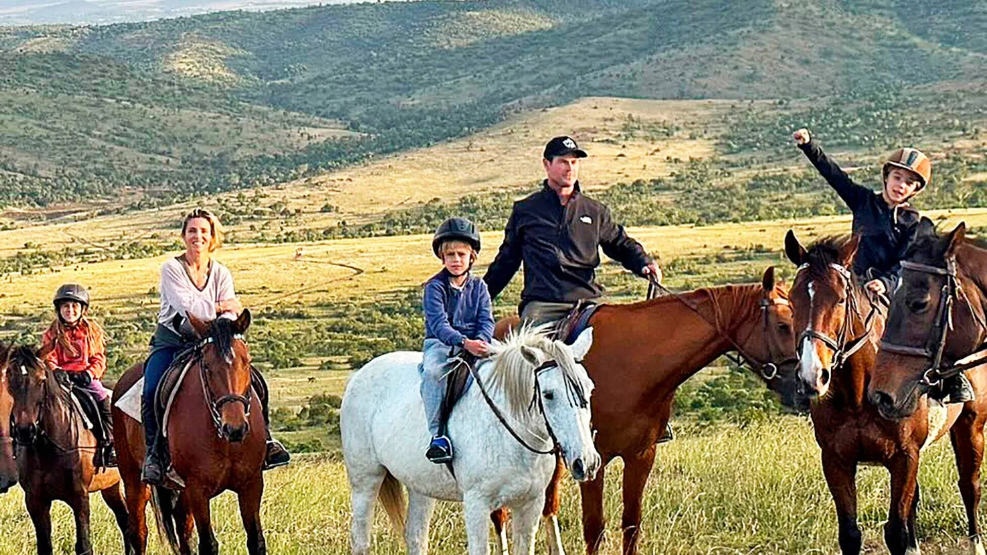 The Hemsworth family riding horses