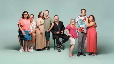 The Down For Love 2025 cast in front of a turquoise background