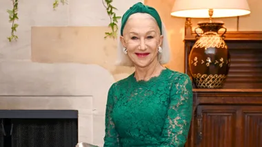 Dame Helen Mirren in an emerald green dress