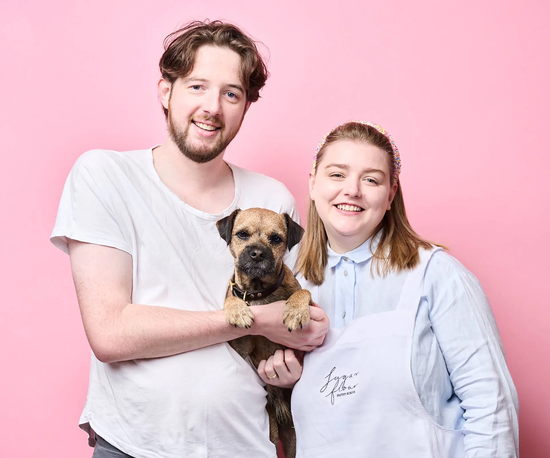 Maxine Scheckter with her husband Ben and their pup 