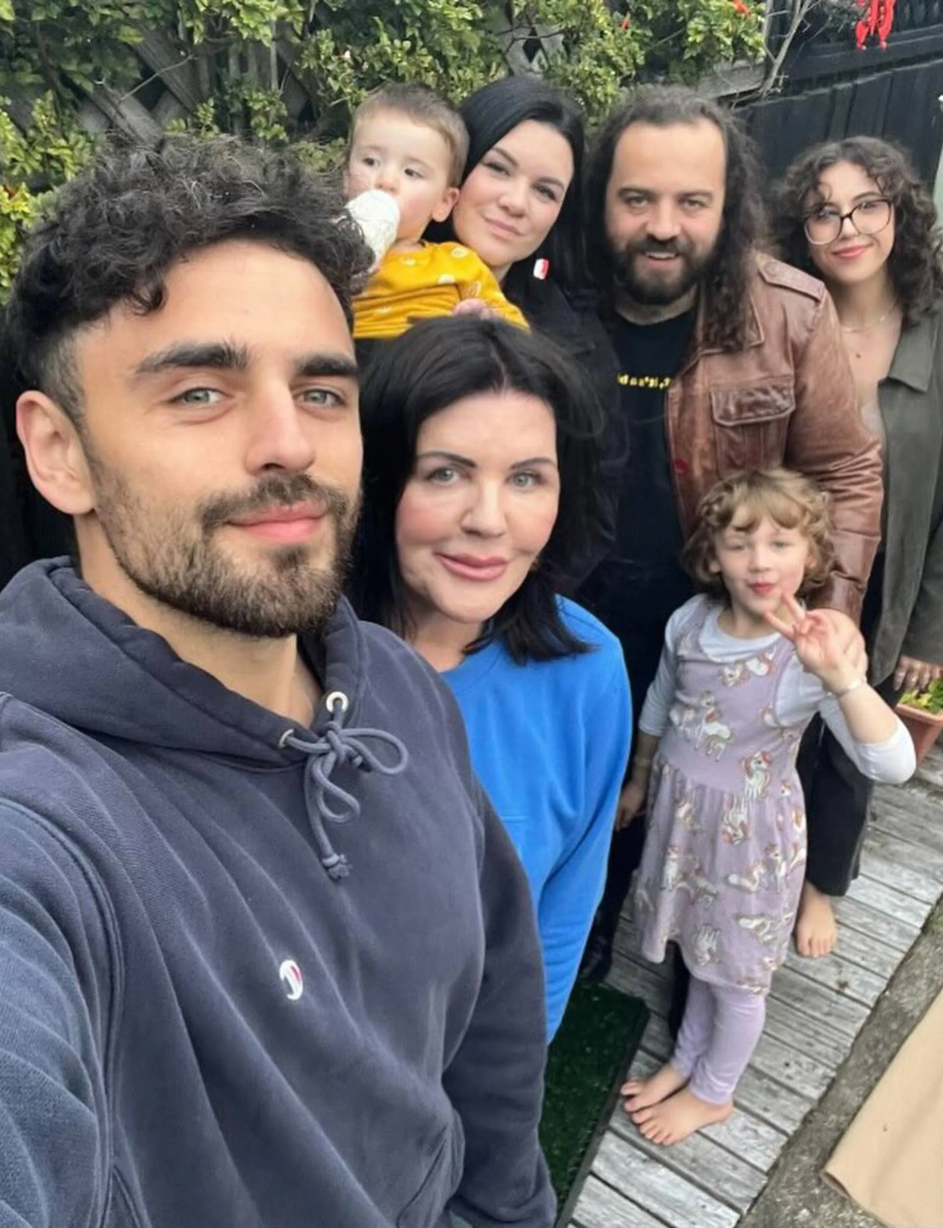 Polly Gillespie in a selfie with her kids, taken by her son