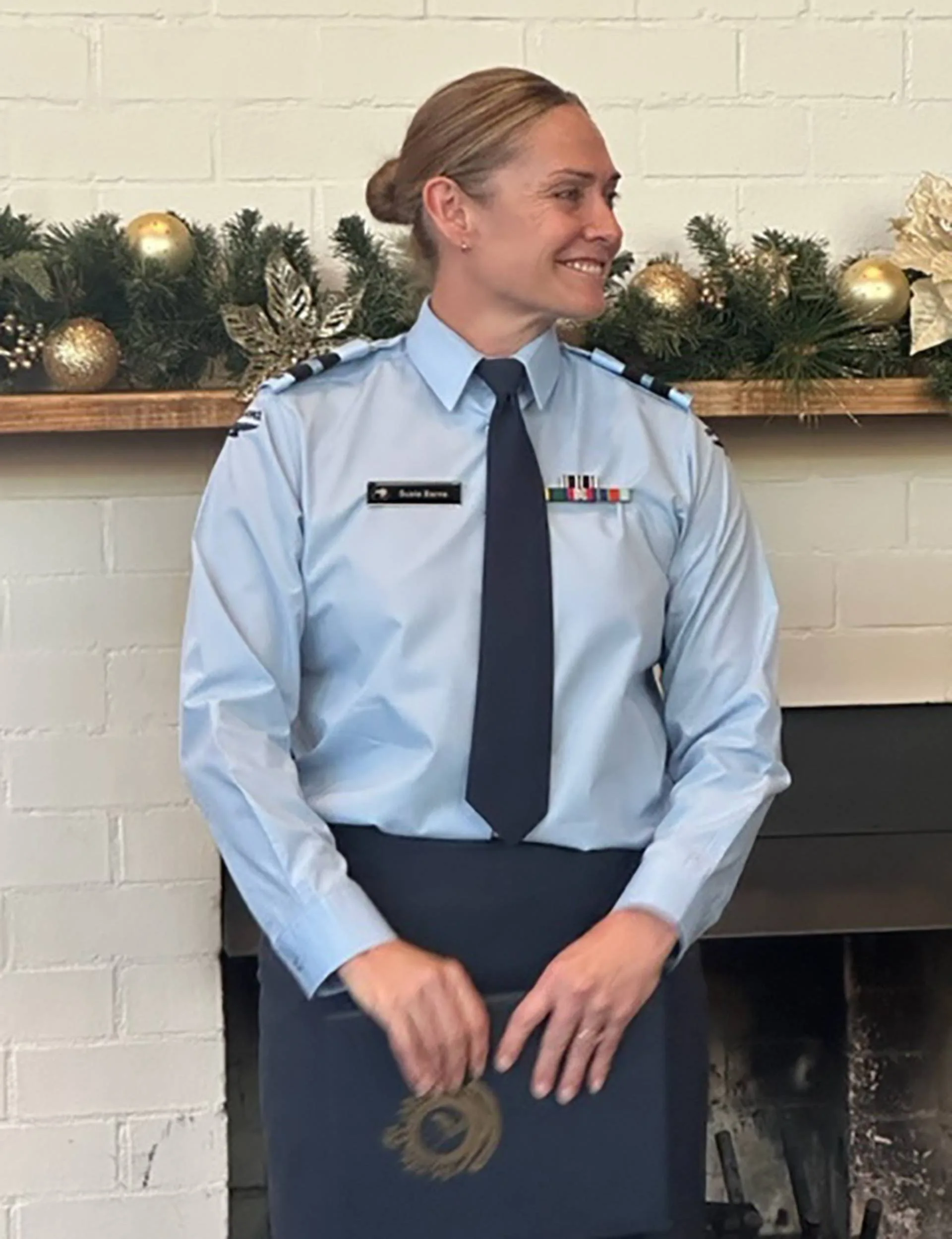 Receiving her promotion