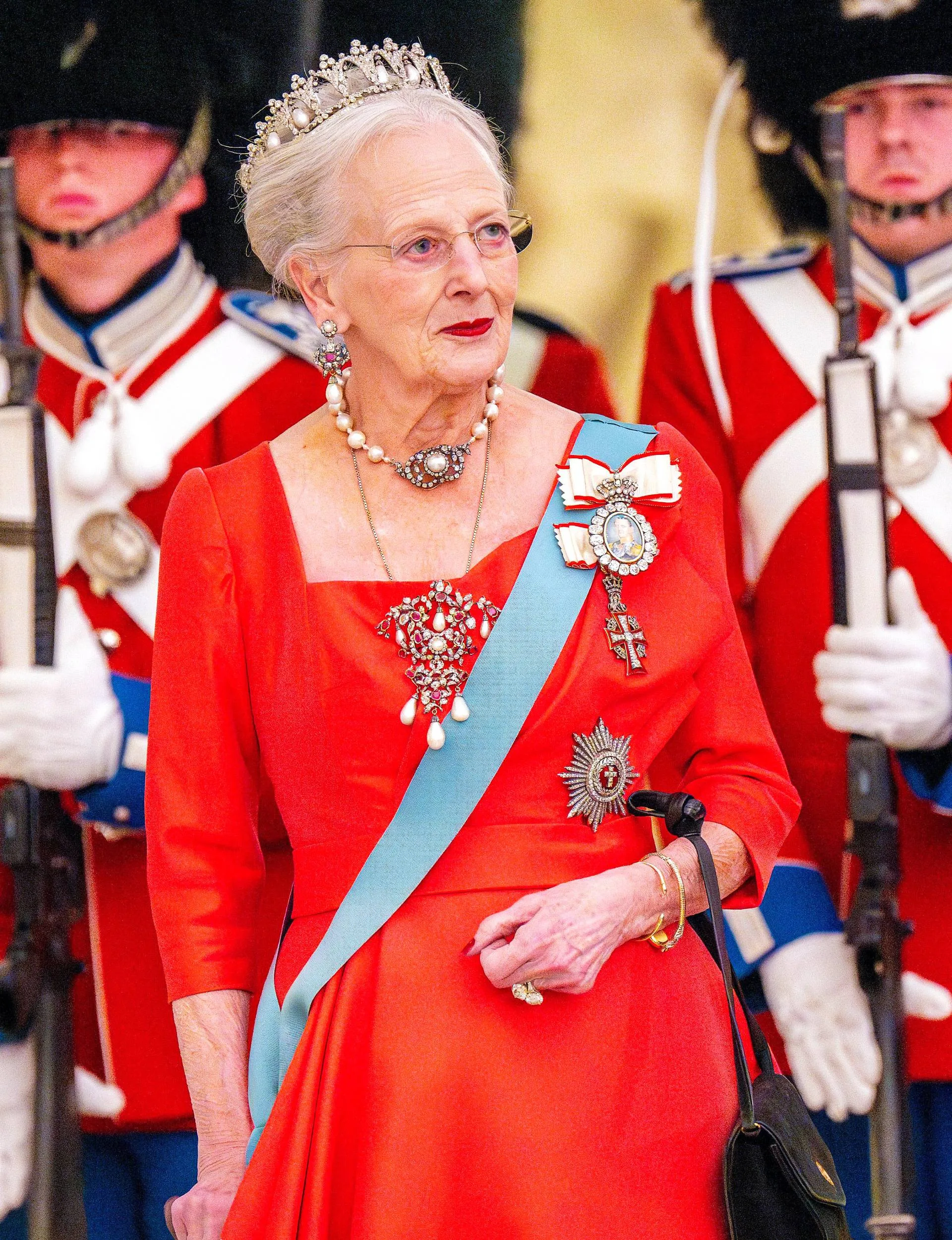Margrethe in front of her royal guards