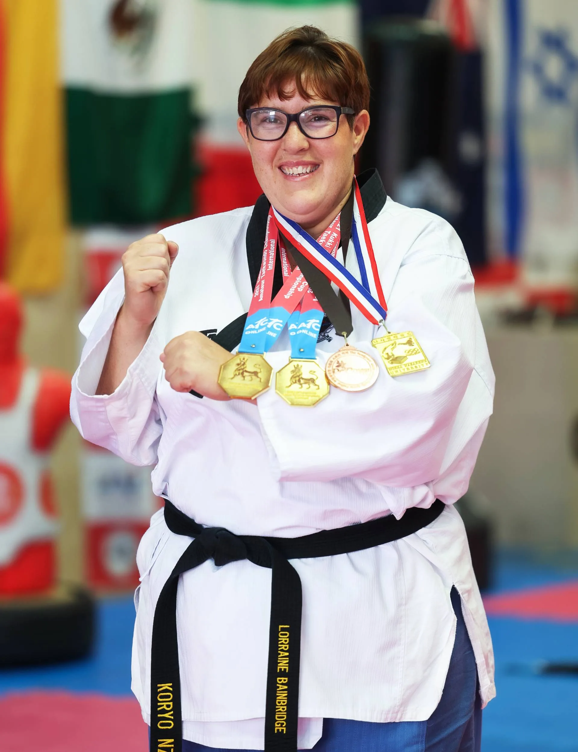Lorraine Bainbridge with her medals