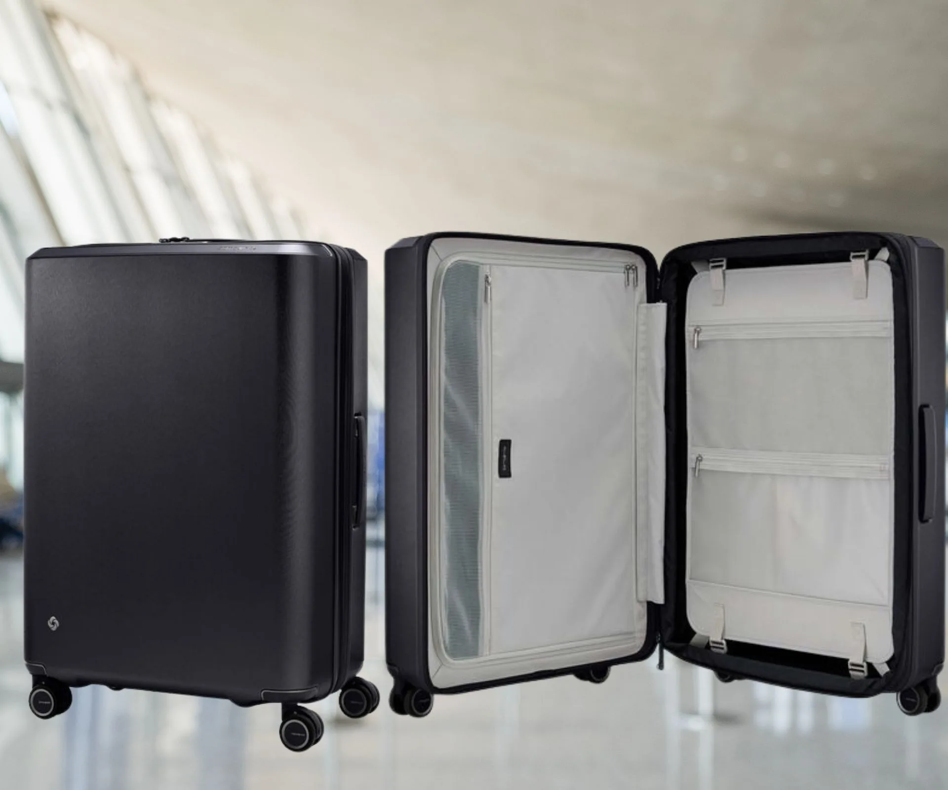 Large black Samsonite suitcase