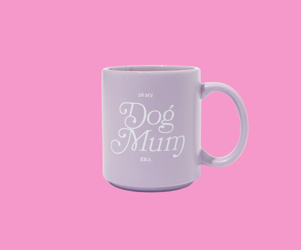 Mug with decorative text 'In my Dog Mum era'