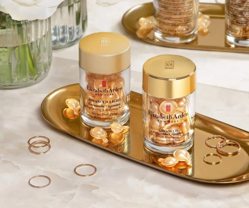 Elizabeth Arden skincare on a bathroom countertop