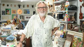 Dick Frizzell in his workroom