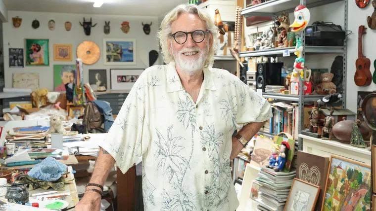 Dick Frizzell in his workroom