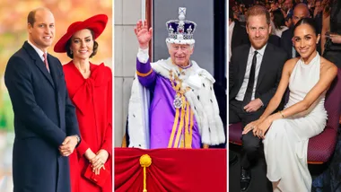 Prince William, King Charles and Harry and Meghan edited side-by-side