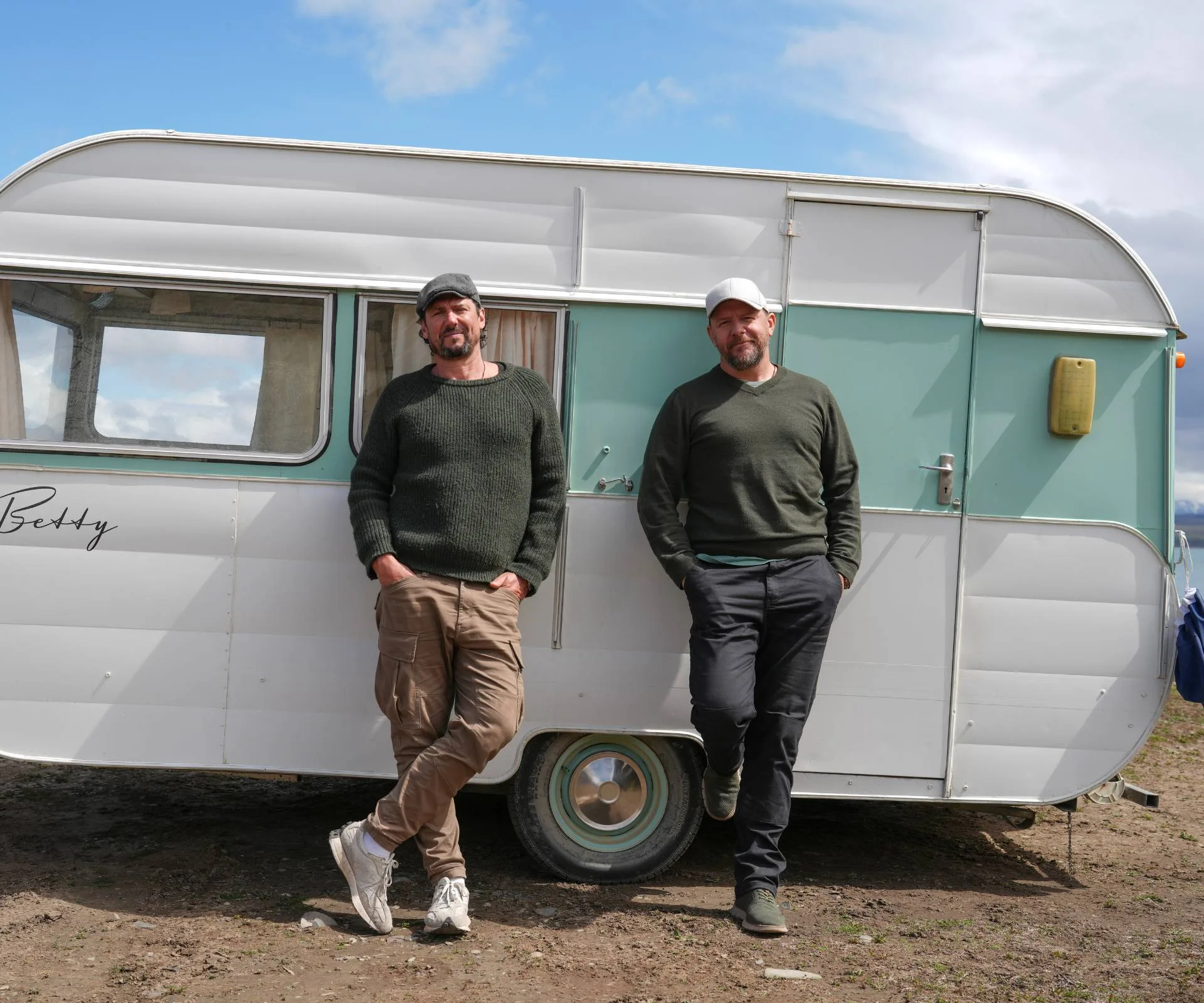 Colin and Manu with their caravan in New Zealand