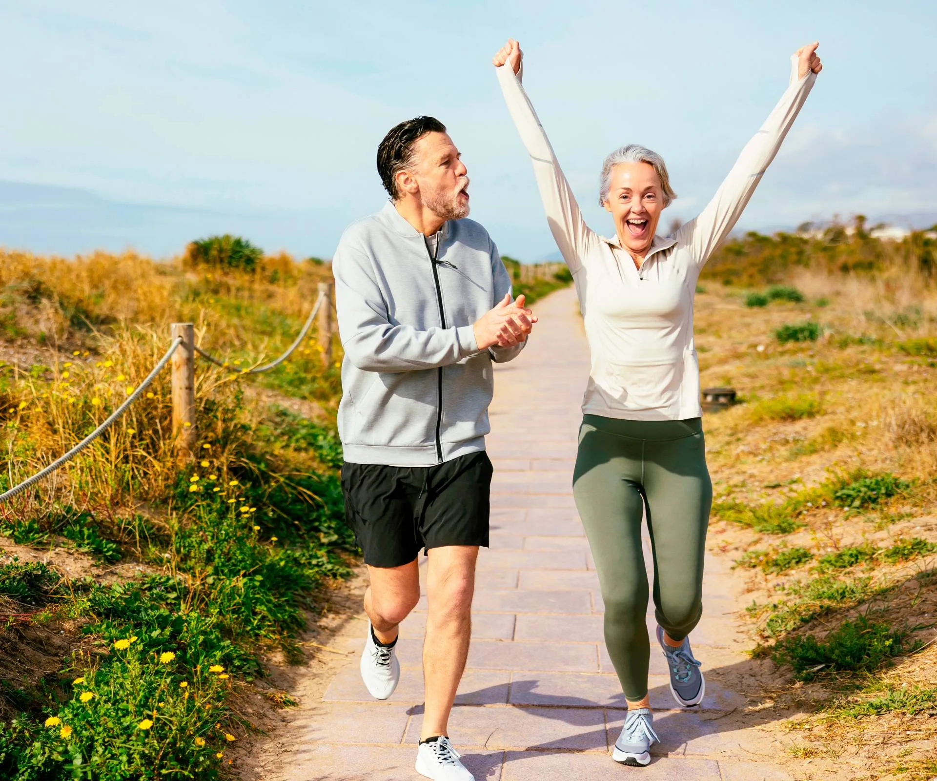A husband cheering his wife on for making small life changes