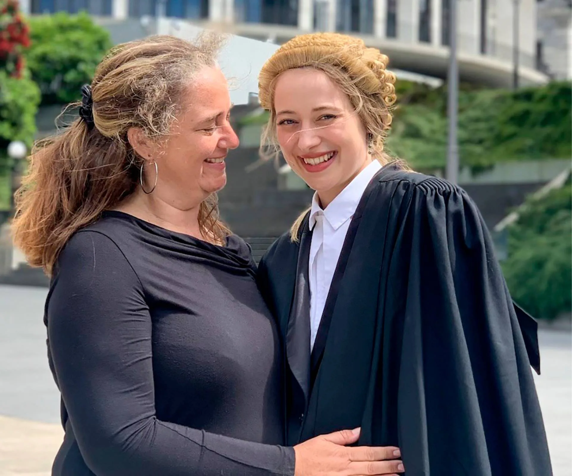 Manon Blackman with her mum after she passed a Law exam