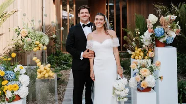 Healthy Kelsi and her new husband on their wedding day