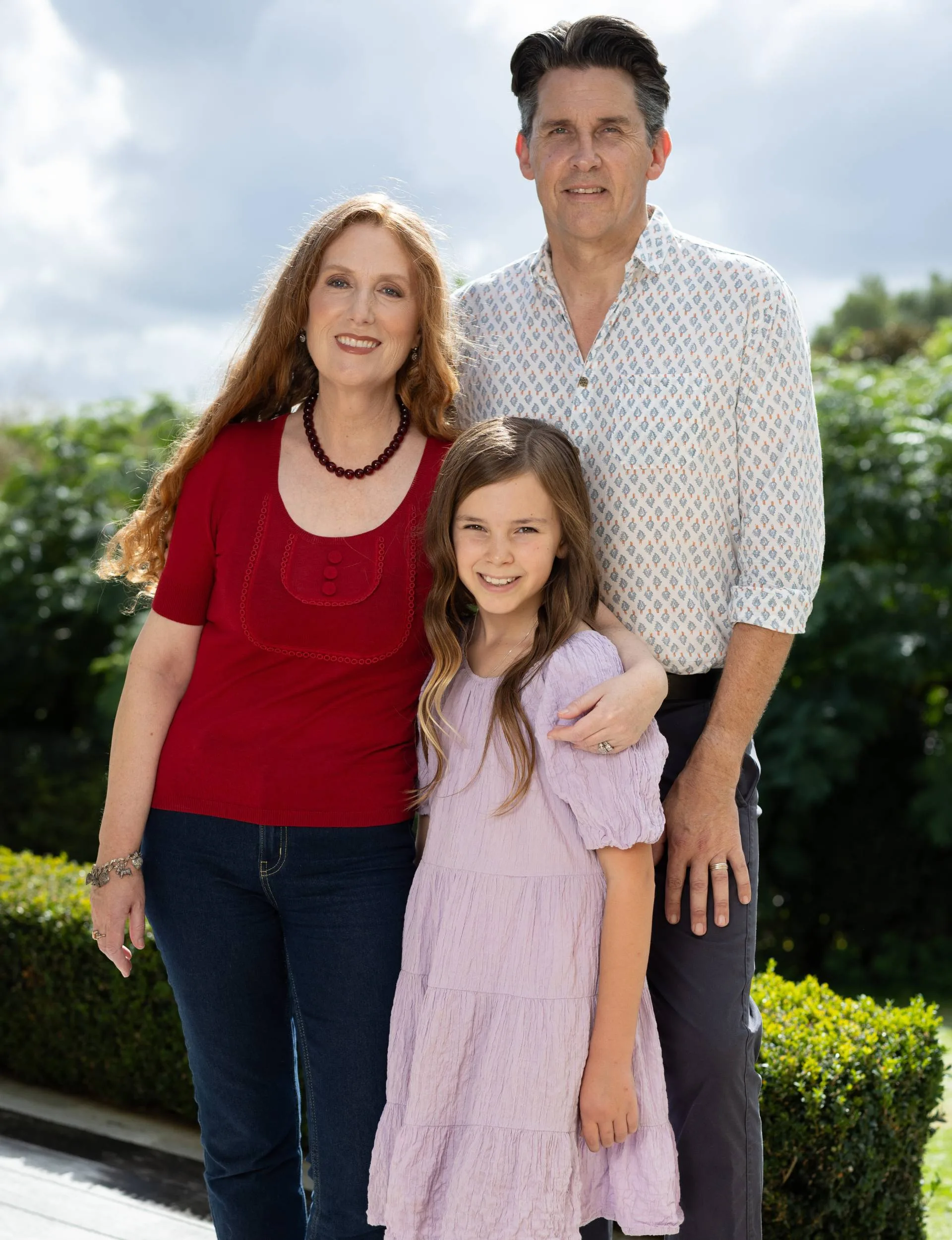 Catherine Chidgey with her husband and daughter