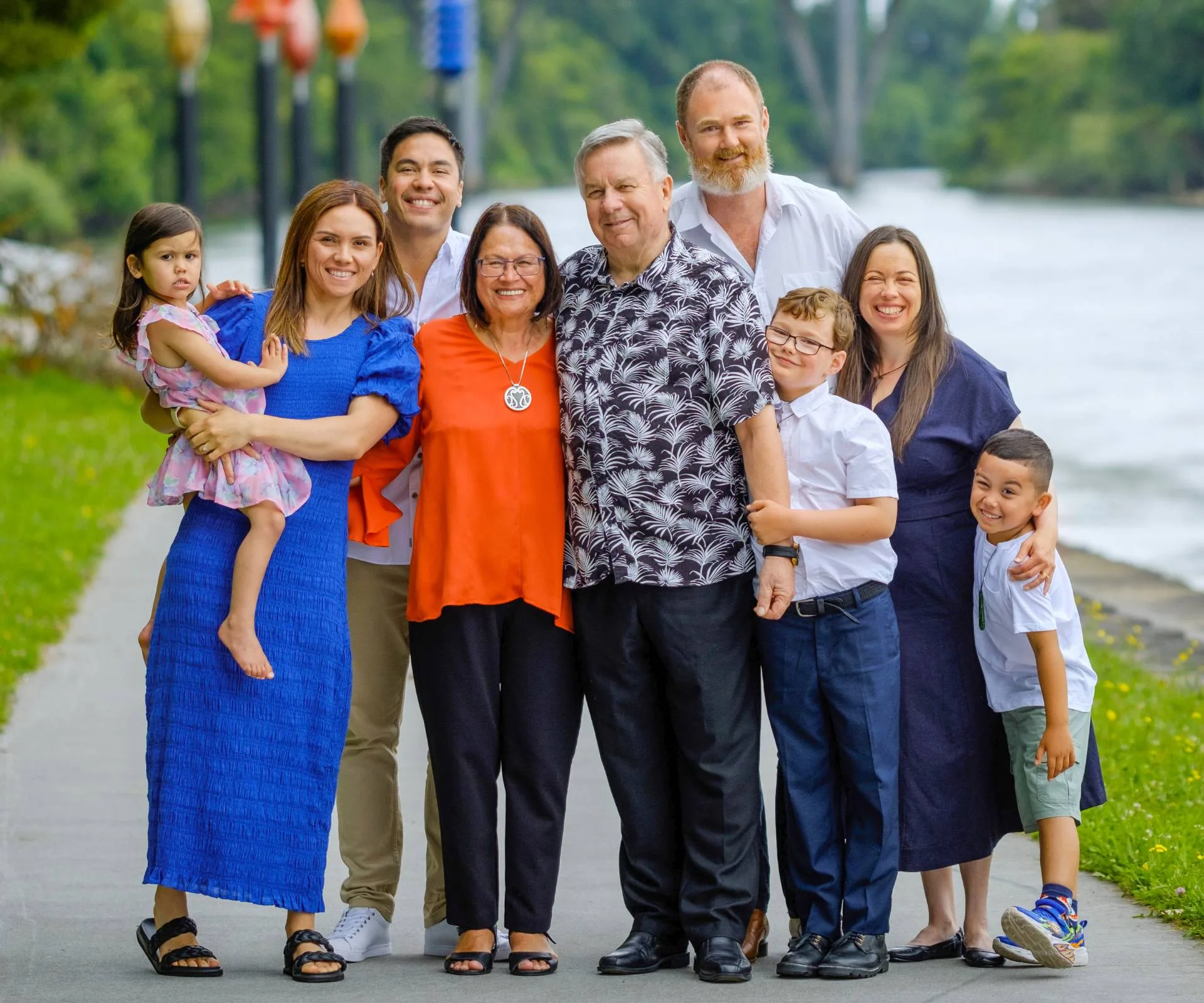 Lady Tureiti Moxon with her kids and grandkids