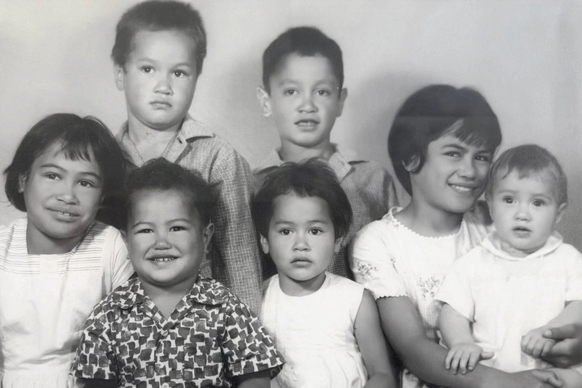 Lady Tureiti Moxon with her siblings as babies and children