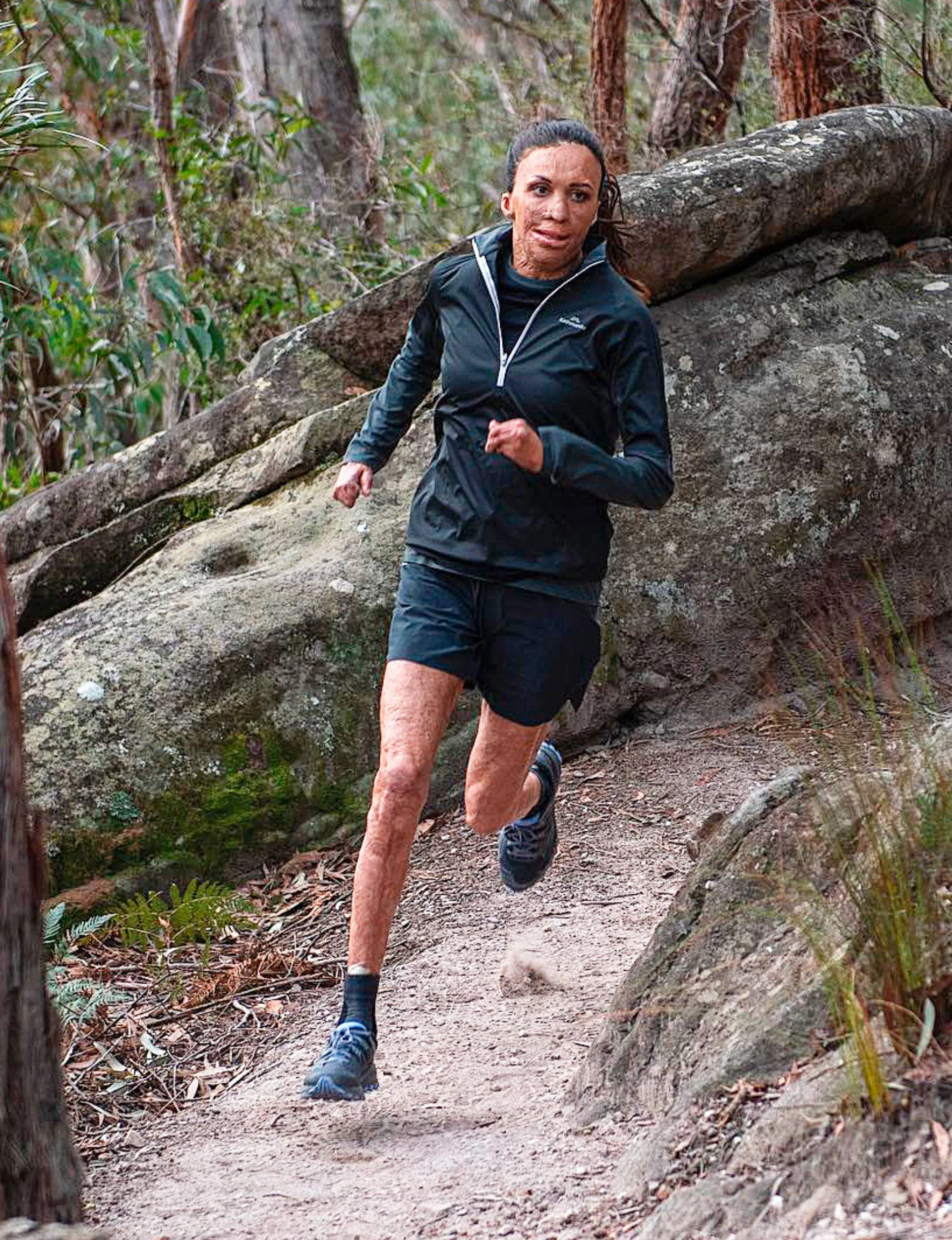 Turia running on a dirt track