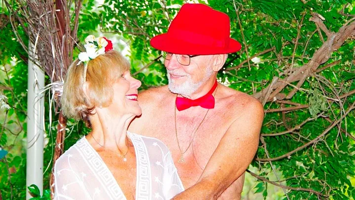 Debra and Tony at their nude wedding
