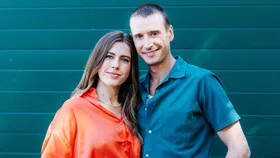 Jordan Mooney with partner Liv