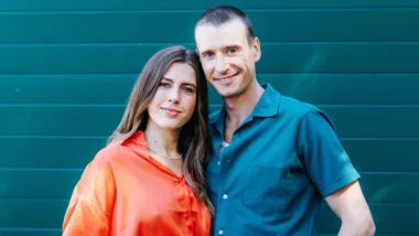 Jordan Mooney with partner Liv