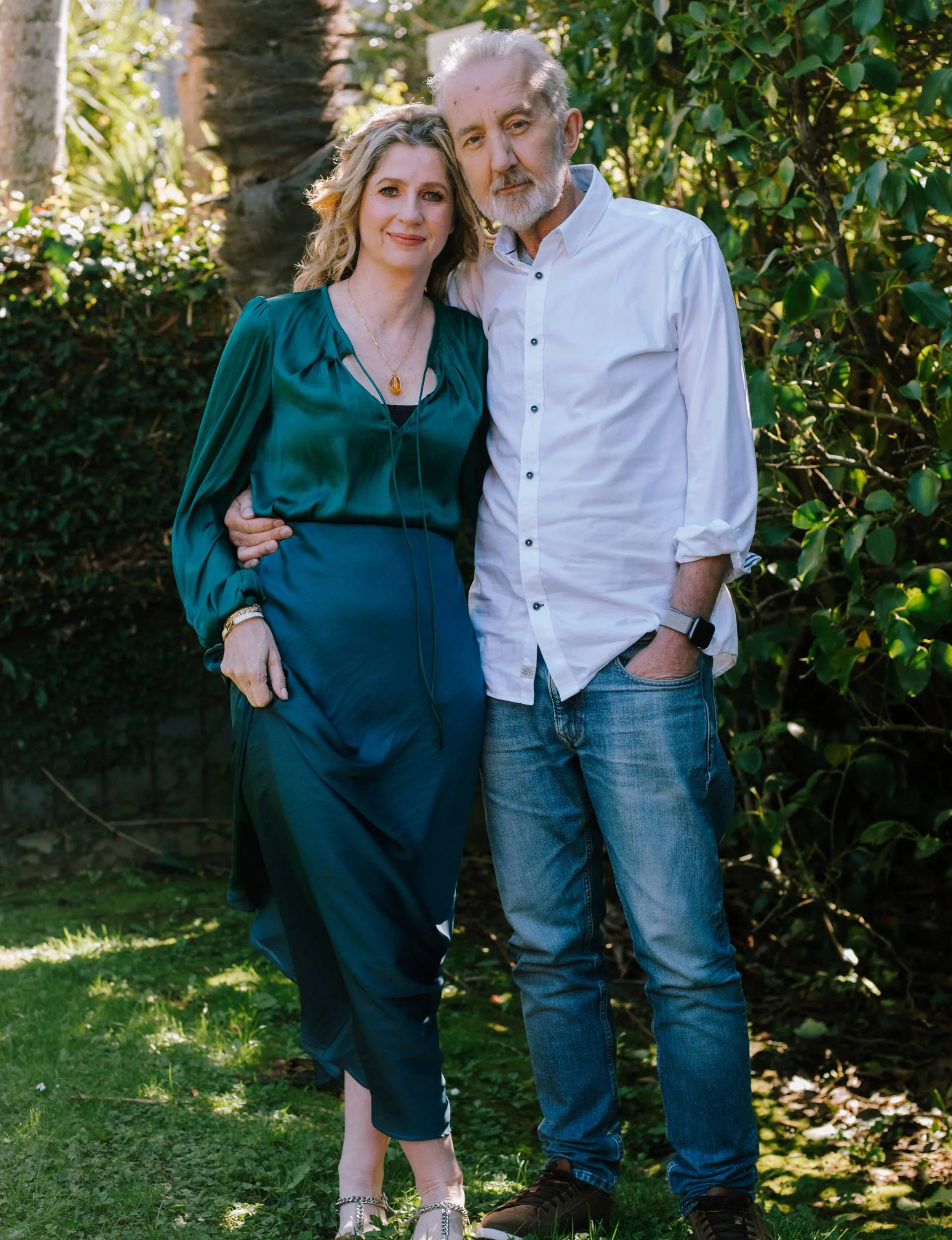 Nigel and his wife Natalie in the back yard