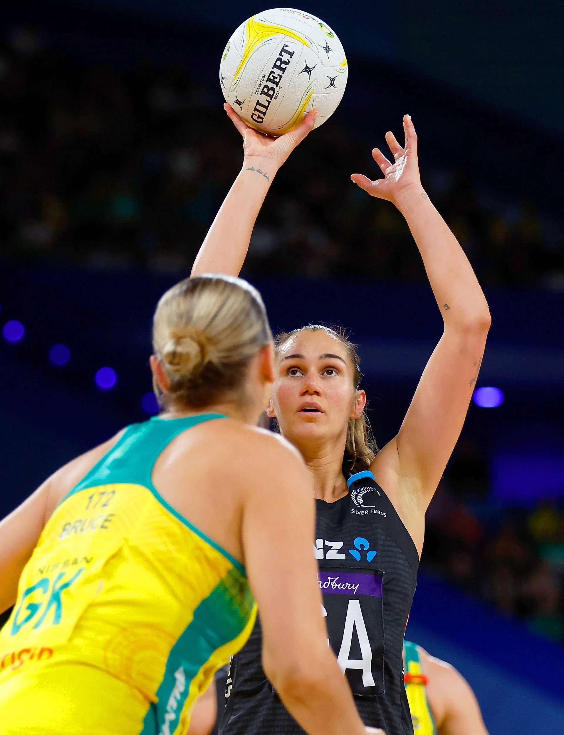 Ameliaranne Ekenasio shooting hoops against Australia