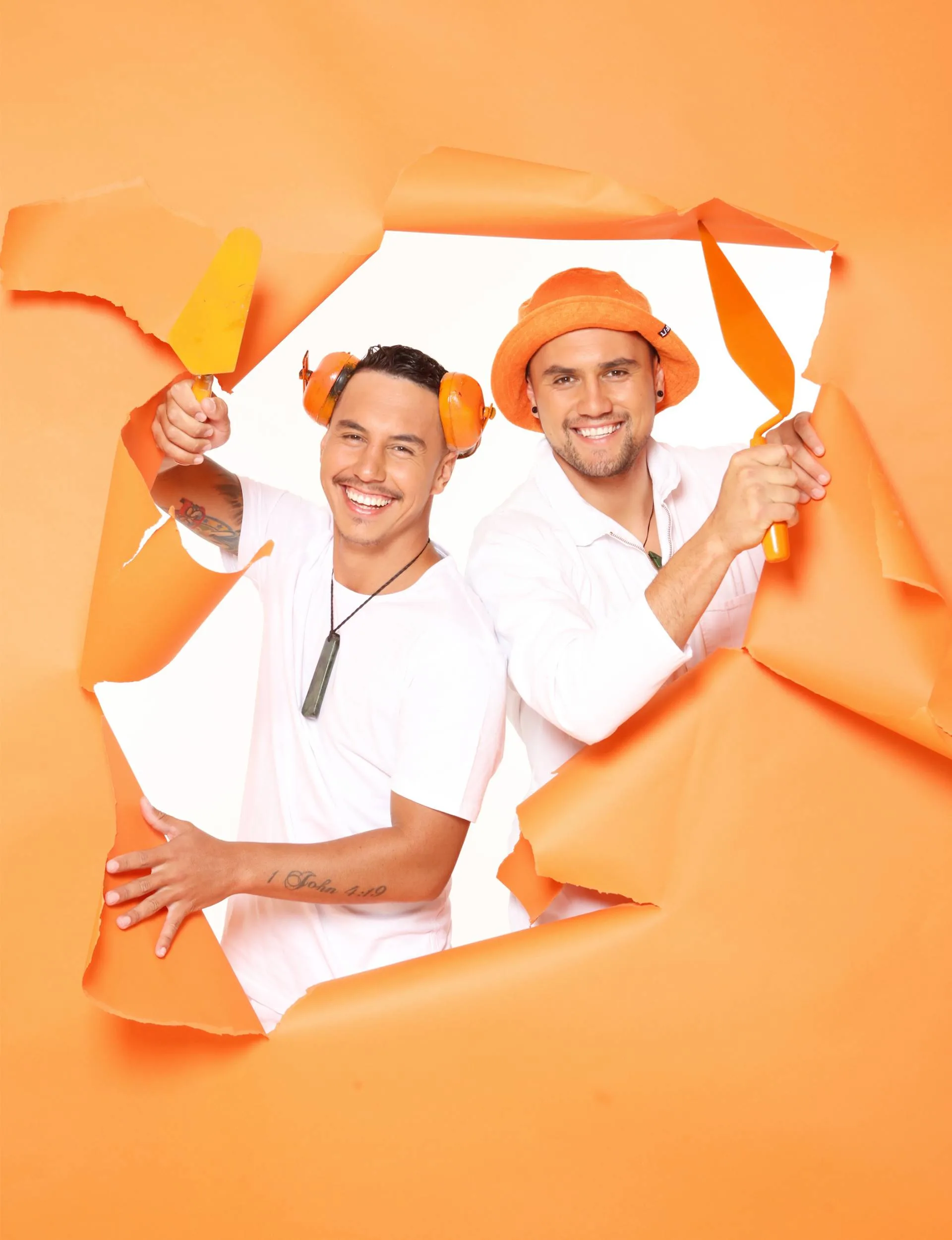 Ethan's The Block promo shot with teammate Sam
