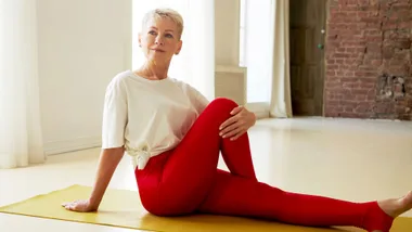 A woman stretching before exercise and fitness