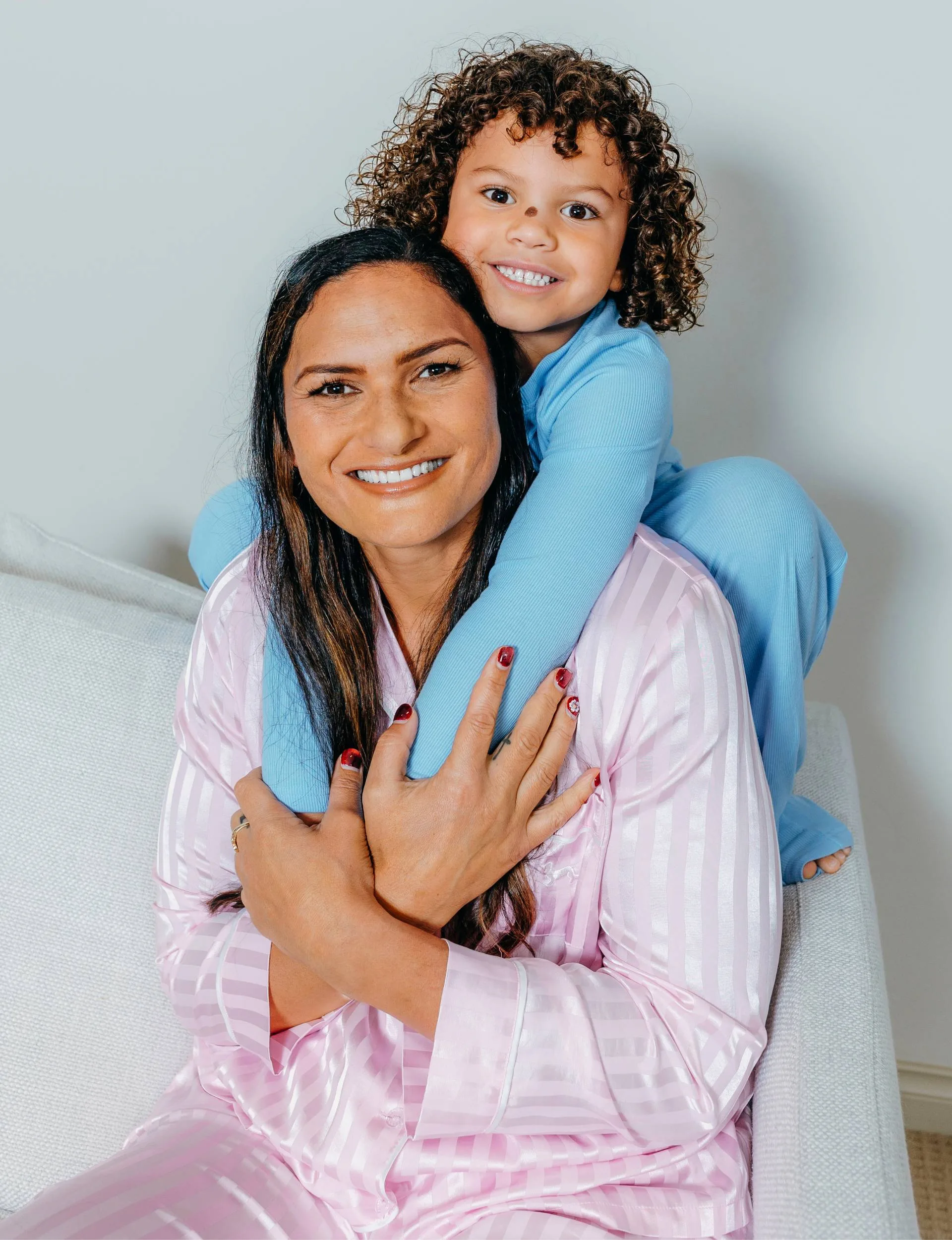 Valerie with son Tava in their Jammies For June pyjamas